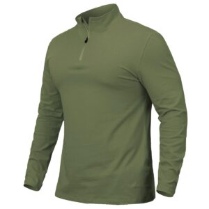 carwornic men's long sleeve shirt quarter zip pullover casual slim fit stretch cotton shirt fashion classic fit basic designed golf shirt zip up neck work tee shirts grass green