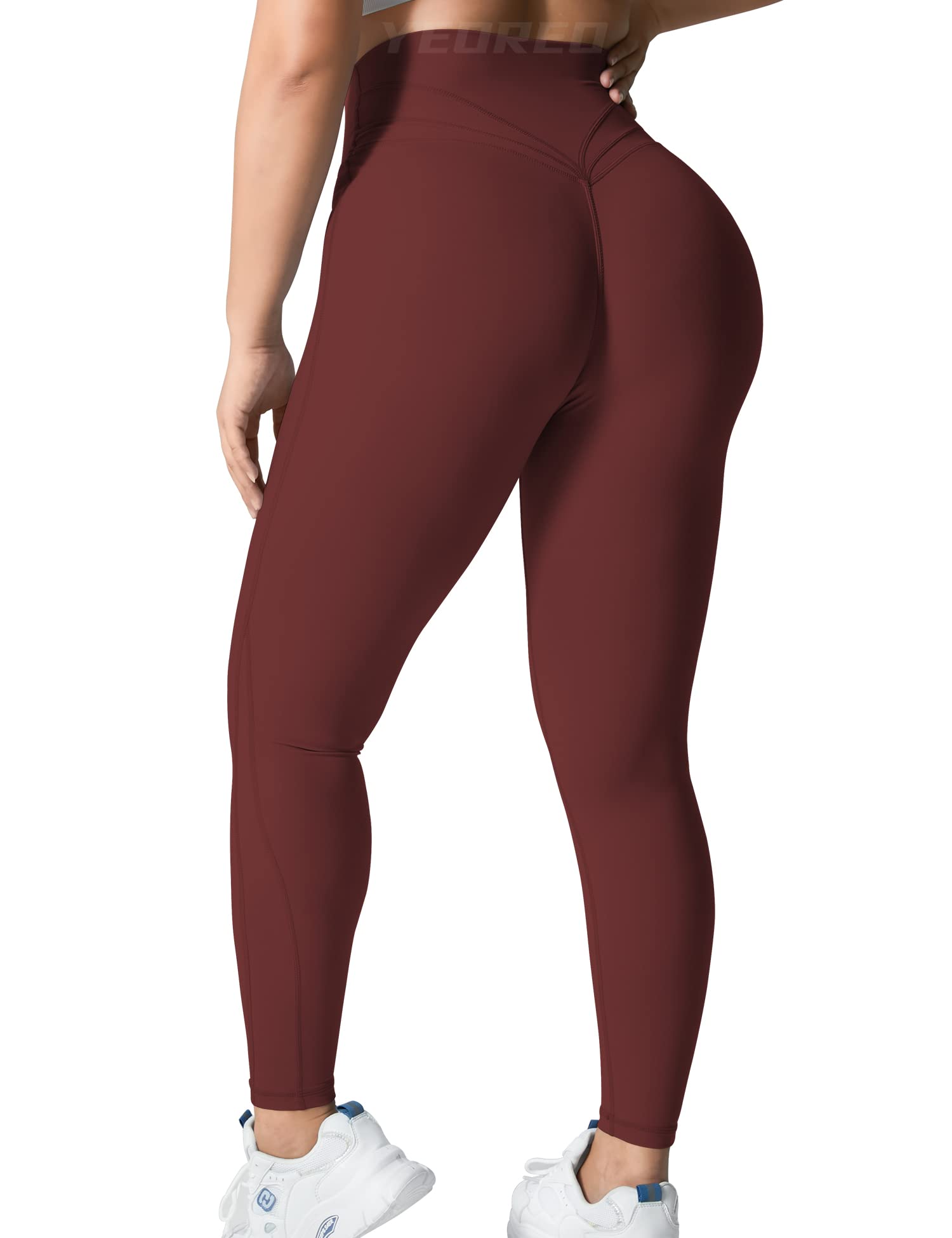 YEOREO Grace Workout Leggings for Women Butt Lifting Tummy Control High Waist Gym Yoga Compression Pants Deep Burgundy M