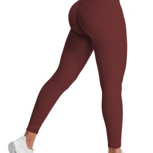 YEOREO Grace Workout Leggings for Women Butt Lifting Tummy Control High Waist Gym Yoga Compression Pants Deep Burgundy M