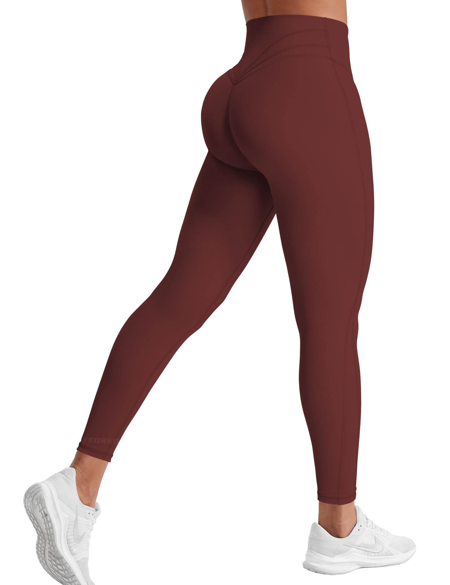 YEOREO Grace Workout Leggings for Women Butt Lifting Tummy Control High Waist Gym Yoga Compression Pants Deep Burgundy M