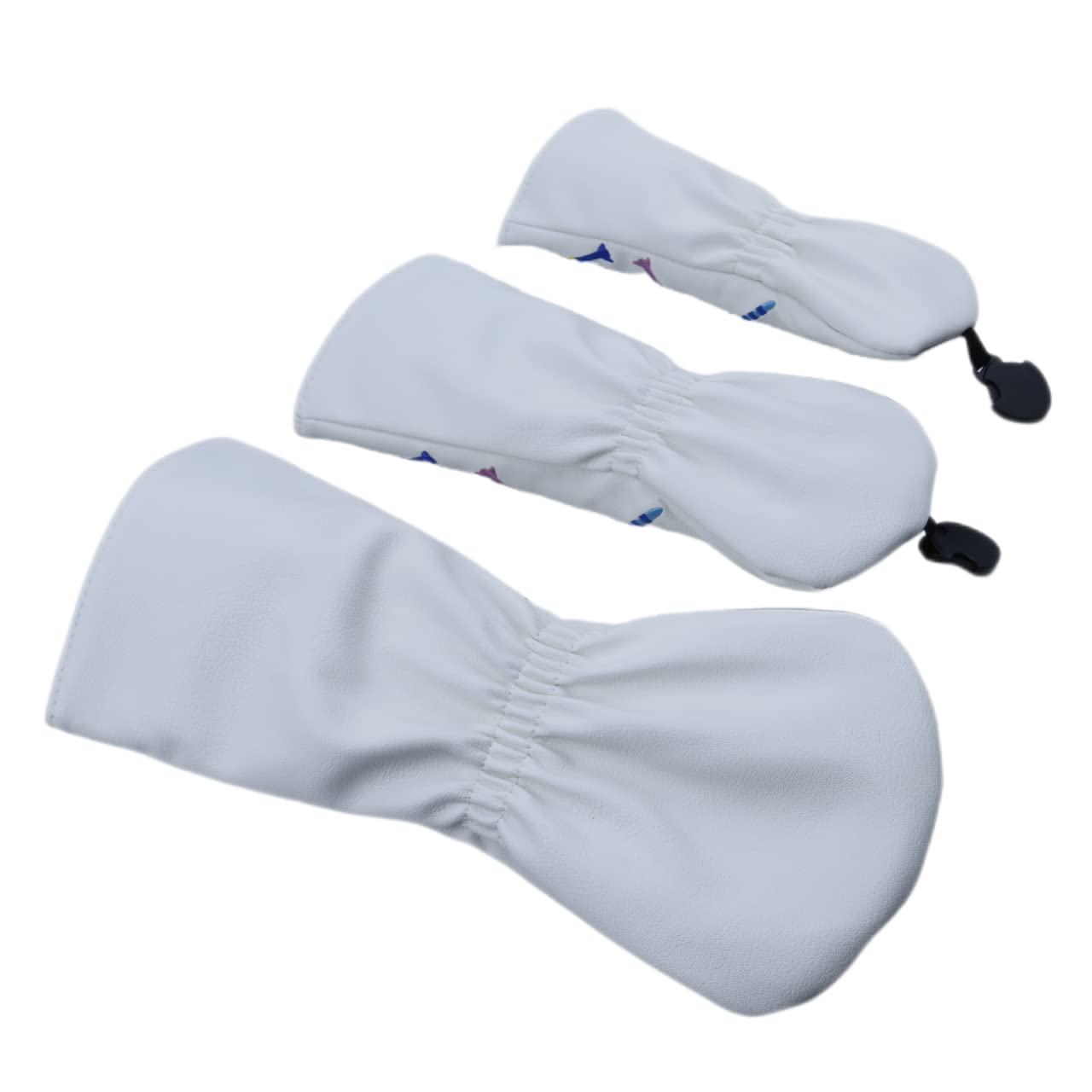 ROYMADE Golf Headcovers Driver Cover Fairway Wood Headcovers Hybrid Head Cover Missile Design Leather Golf 3 Wood Head Cover White(3pcs(DR+FW+UT))