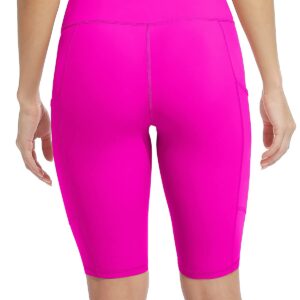 SOCIALA Women's Knee Length High Waist Biker Shorts with Pockets Tummy Control Compression Yoga Running Short Magenta