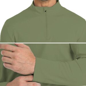 CARWORNIC Men's Long Sleeve Shirt Quarter Zip Pullover Casual Slim Fit Stretch Cotton Shirt Fashion Classic fit Basic Designed Golf Shirt Zip Up Neck Work Tee Shirts Grass Green