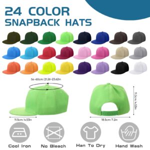 24 Pcs Classic Snapback Hats Baseball Cap Hip Hop Style Flat Bill Hats for Men Women Adjustable Trucker Hat Unisex Sport Cap, 24 Solid Colors