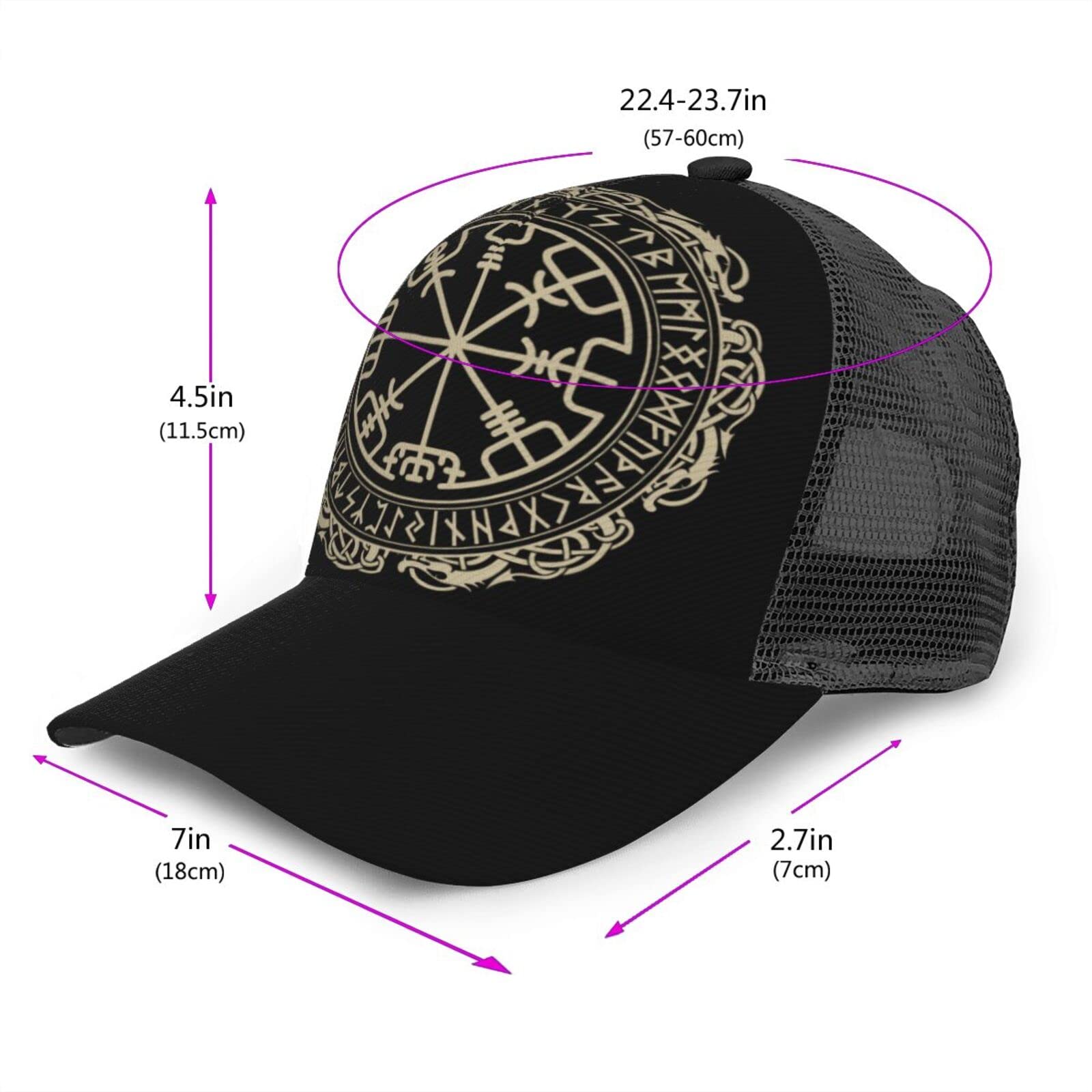 Adult Spring Sport Mesh Hats, Norse Runes Baseball Cap for Men Women, Adjustable Fit Casual Curved Brim