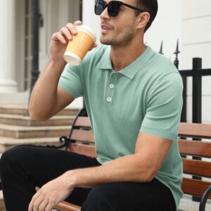 Syktkmx Mens Golf Polo Shirts Short Sleeve Casual Banded Bottom Stretch Classic Fit Solid Knit T-Shirts Mint