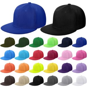 24 Pcs Classic Snapback Hats Baseball Cap Hip Hop Style Flat Bill Hats for Men Women Adjustable Trucker Hat Unisex Sport Cap, 24 Solid Colors