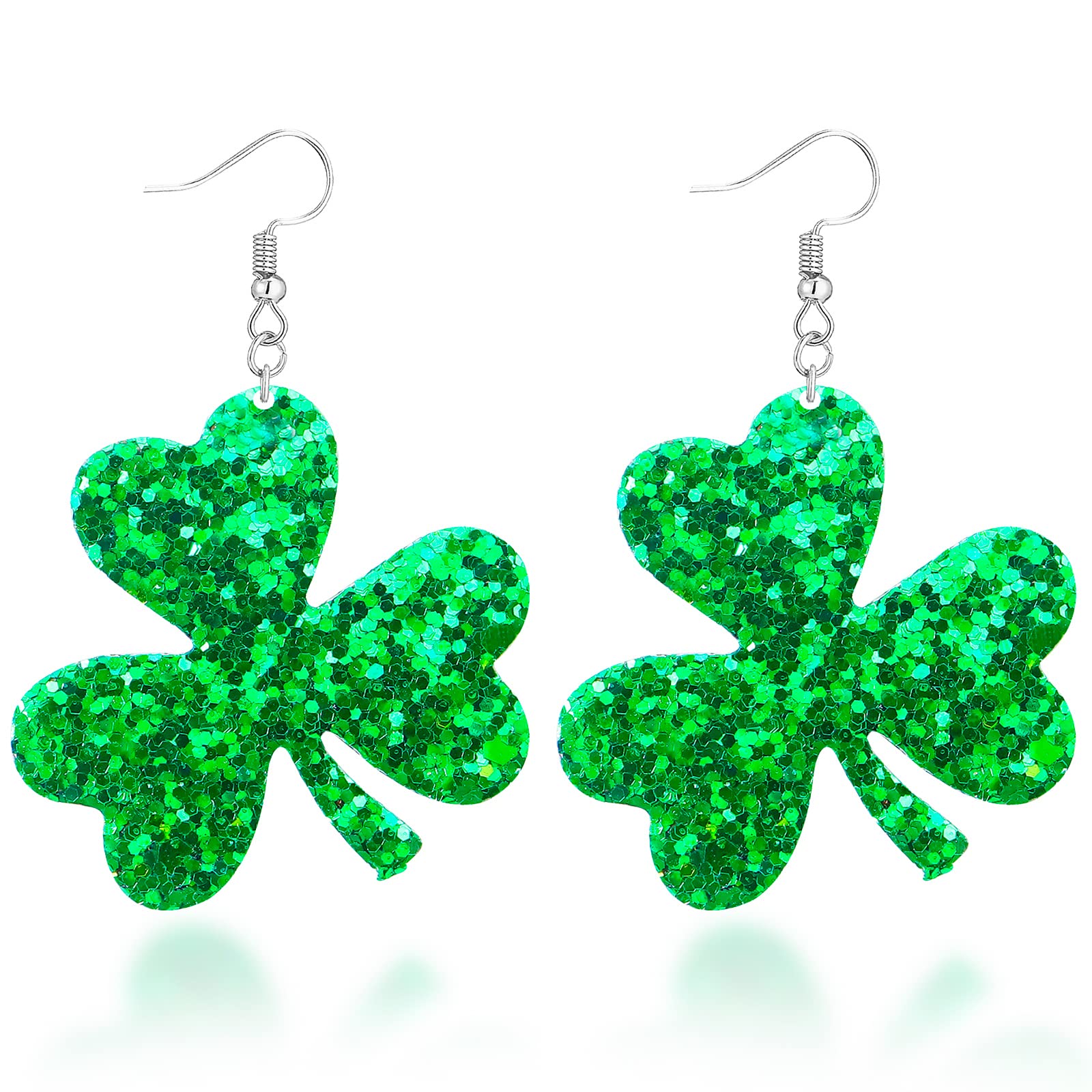 St Patricks Day Earrings for Women Sparkling Shamrock Dangle Earrings Trendy Green Shamrock Drop Earrings for Teen Girls Lightweight Irish Festival Earrings Jewelry Gifts(Leather)