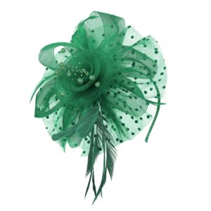 Century Star Kentucky Derby Hats Fascinator for Women Tea Party Hats Flower Mesh Ribbons Feathers Flapper Headband Hair Clips Green One Size