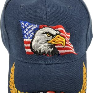 Mrlahat USA Eagle American Flag Baseball Cap Adjustable Embroidered Outdoor for Men Women (Navy)