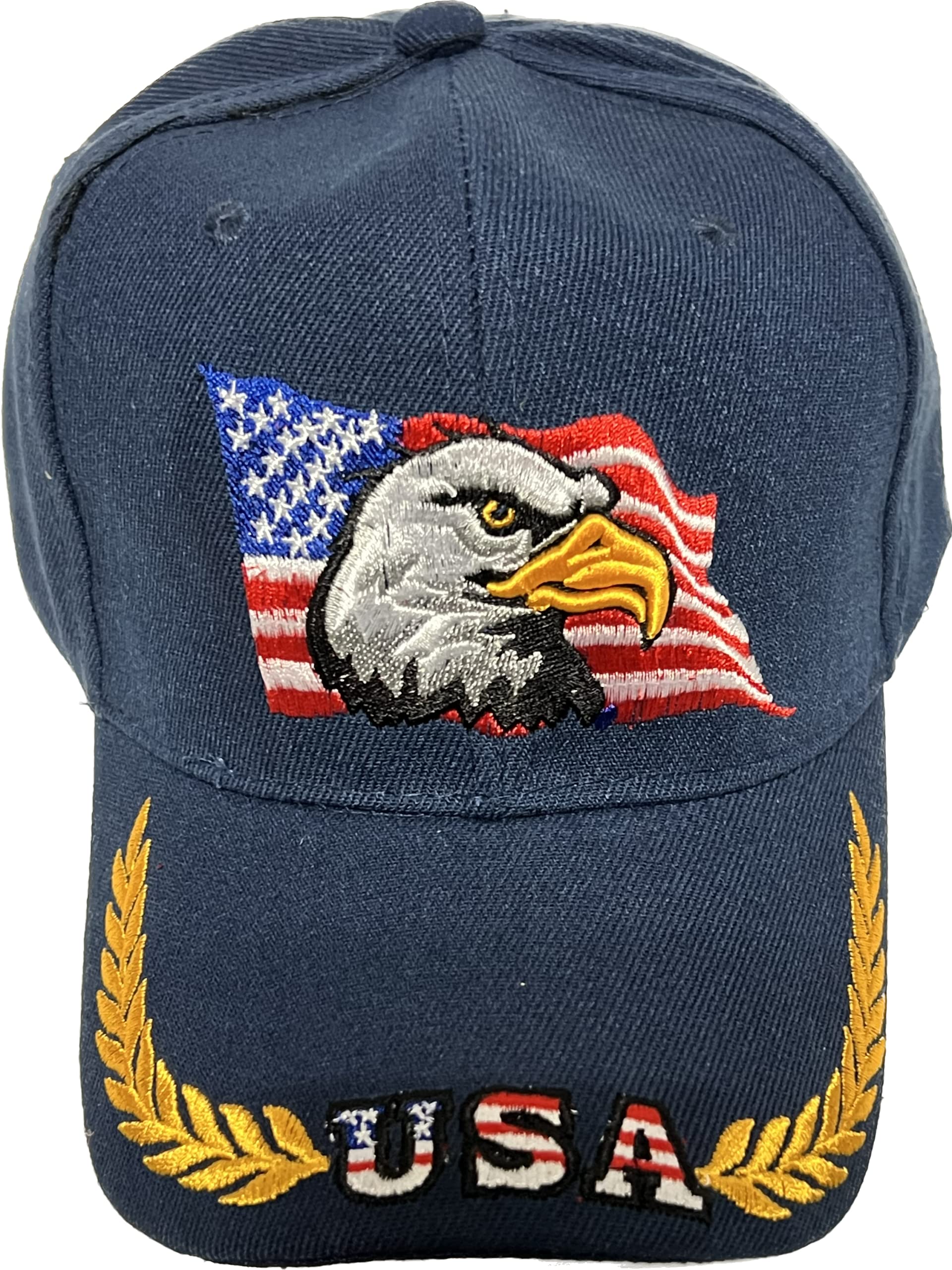 Mrlahat USA Eagle American Flag Baseball Cap Adjustable Embroidered Outdoor for Men Women (Navy)