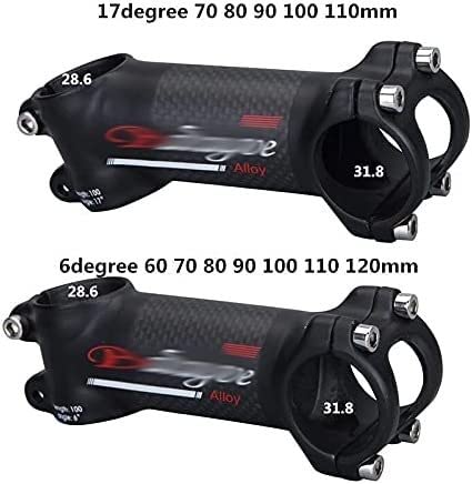 ZECHAO Bike Stem,Bike 6/17 Degree Ultralight Aluminum + Carbon Fiber Riser for Mountain Road Bike 31.8mm Handlebar Bike Stem (Color : Black, Size : 17 Degrees 70mm)