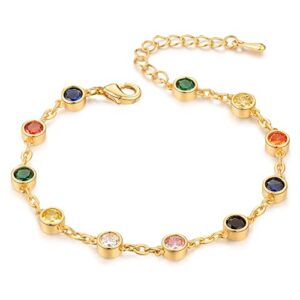 gold muiltcolor crystal gemstones bracelet singer inspired music lover fans gift (gold)