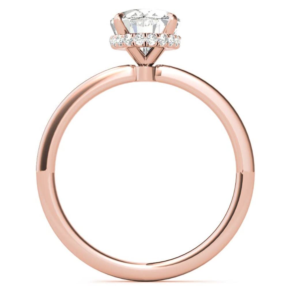 Moissanite Solitaire Engagement Ring Set 2 CT Oval Cut Moissanite Bridal Wedding Ring Set for Women Handmade VVS Colorless (14K Solid Rose Gold)