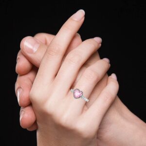 Daffany Pink Heart Vintage Twisted Rope Side-stone Cathedral Engagement Ring 925 Sterling Silver (7)