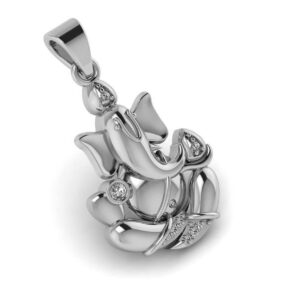 SirDaksh Lord Ganesh Spritual Cubic Zircon Silver Pendant Charm Pendant