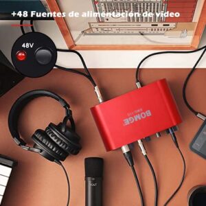 BOMGE BMG11S USB Audio Interface, 24Bit/196kHz High-Fidelity, Ultra-low Latency, for Pc and Mac, with XLR/48V Phantom Power for Recording, Streaming (red)