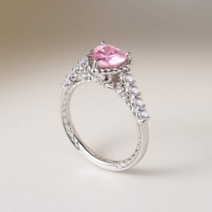 Daffany Pink Heart Vintage Twisted Rope Side-stone Cathedral Engagement Ring 925 Sterling Silver (7)