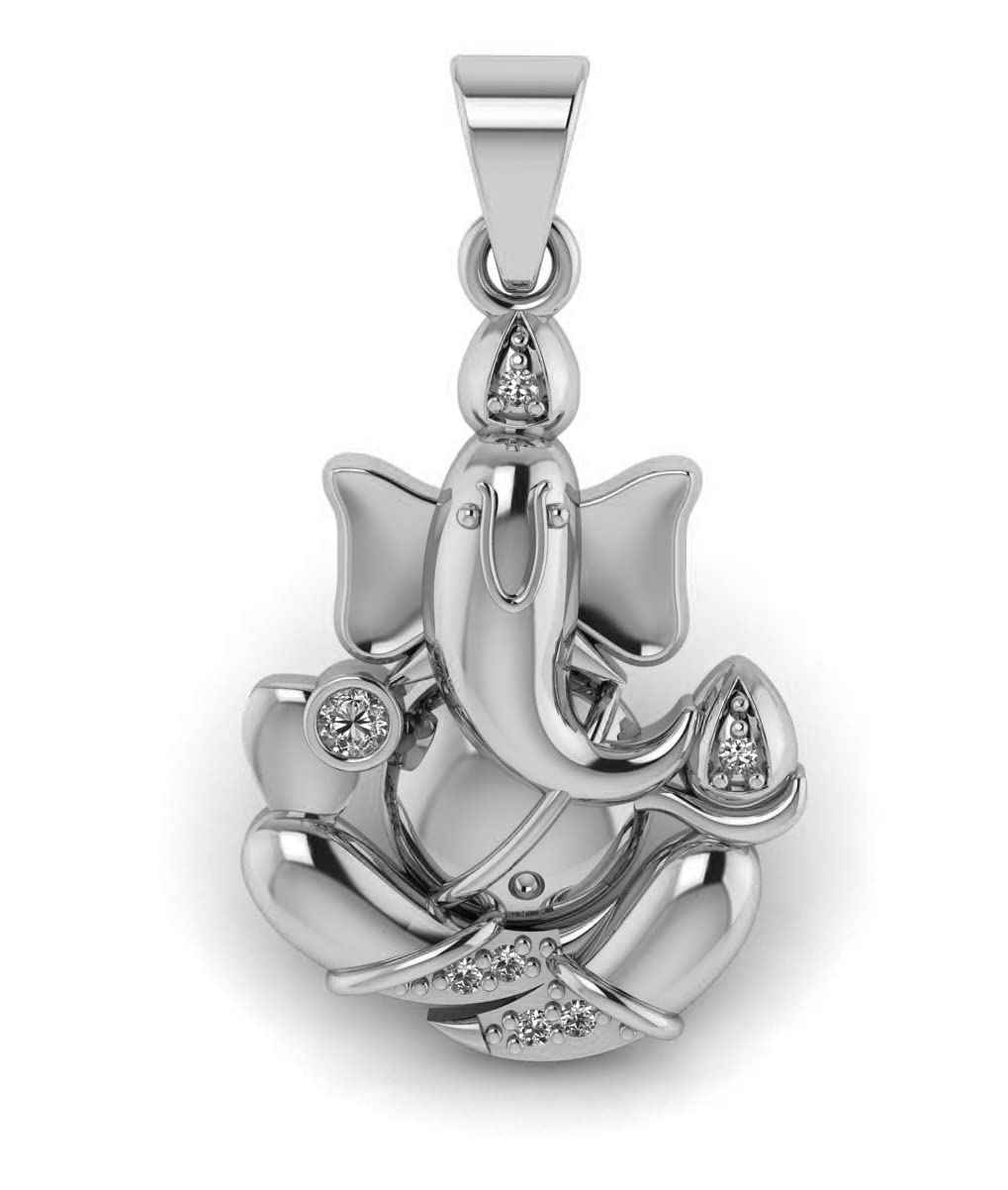 SirDaksh Lord Ganesh Spritual Cubic Zircon Silver Pendant Charm Pendant