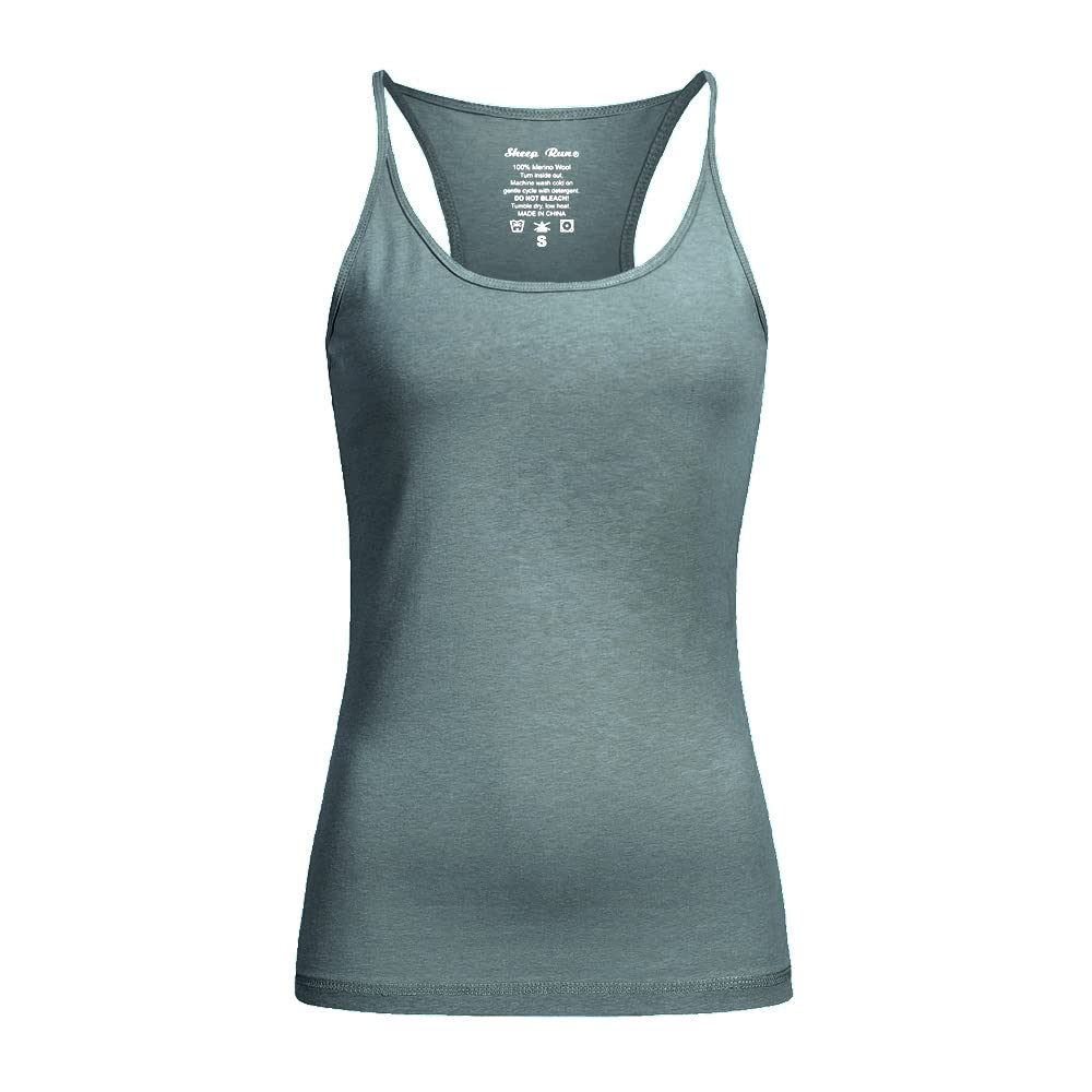 SHEEP RUN Merino Wool Camisole Racerback Tank Top Yoga Shirt Breathable Light-Weight Shirt (Teal, X-Large)