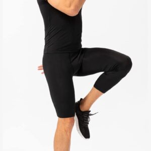 Men’s Compression Pants One Leg 3/4 Capri Tights Leggings and Arm Sleeve for Gym Running Basketball(B R Small)