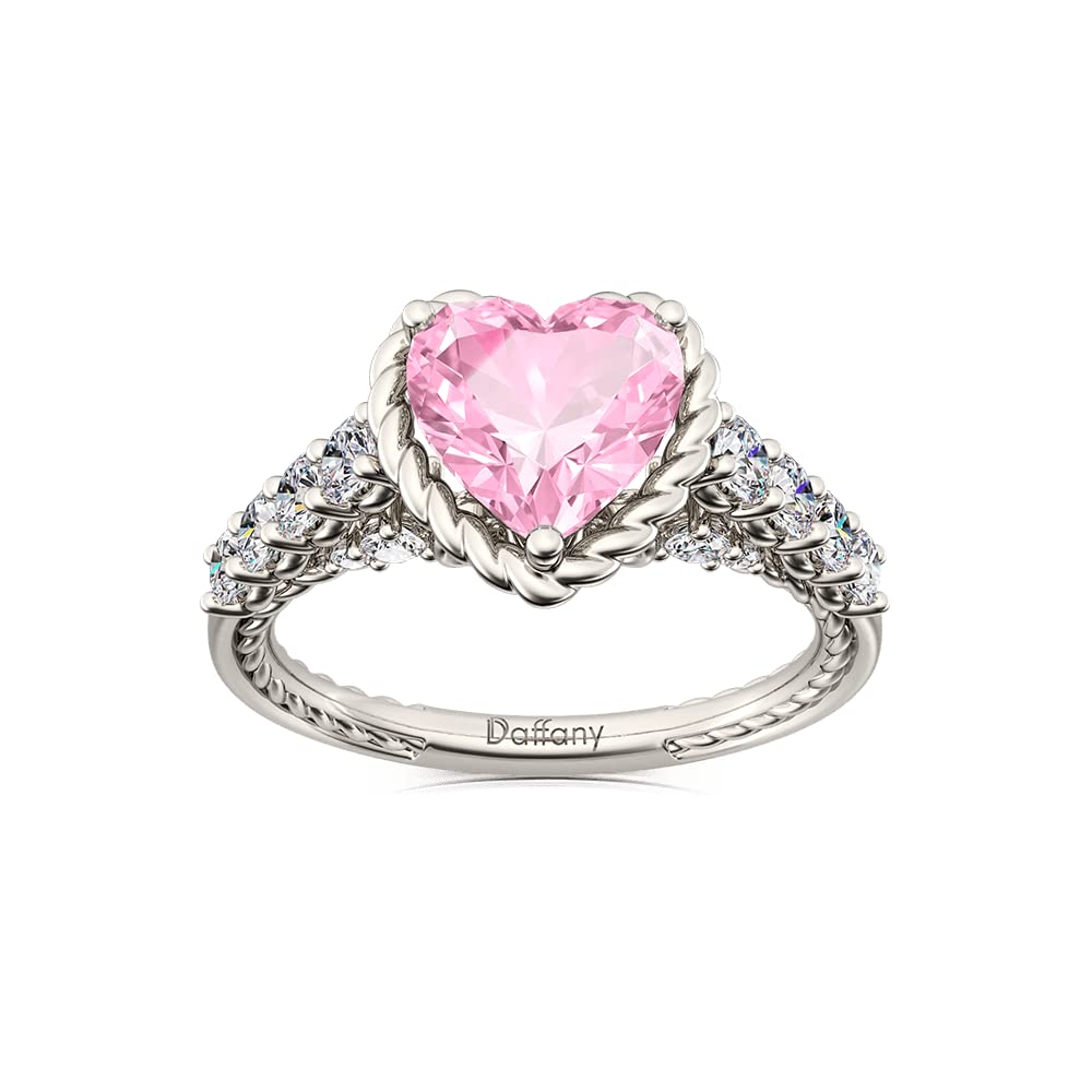 Daffany Pink Heart Vintage Twisted Rope Side-stone Cathedral Engagement Ring 925 Sterling Silver (7)