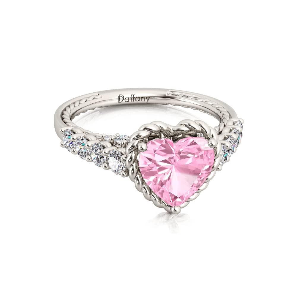 Daffany Pink Heart Vintage Twisted Rope Side-stone Cathedral Engagement Ring 925 Sterling Silver (7)