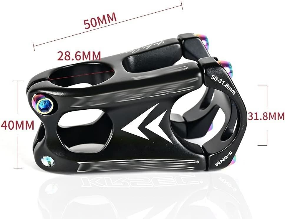 ZECHAO Mountain Bike Cycling Aluminium Alloy Handlebar Stem 31.8 * 28.6 * 50mm CNC Bike Stem Mountain Cross Country Road Bike Accessories Bike Stem (Color : Black, Size : 31.8 * 28.6 * 50mm)