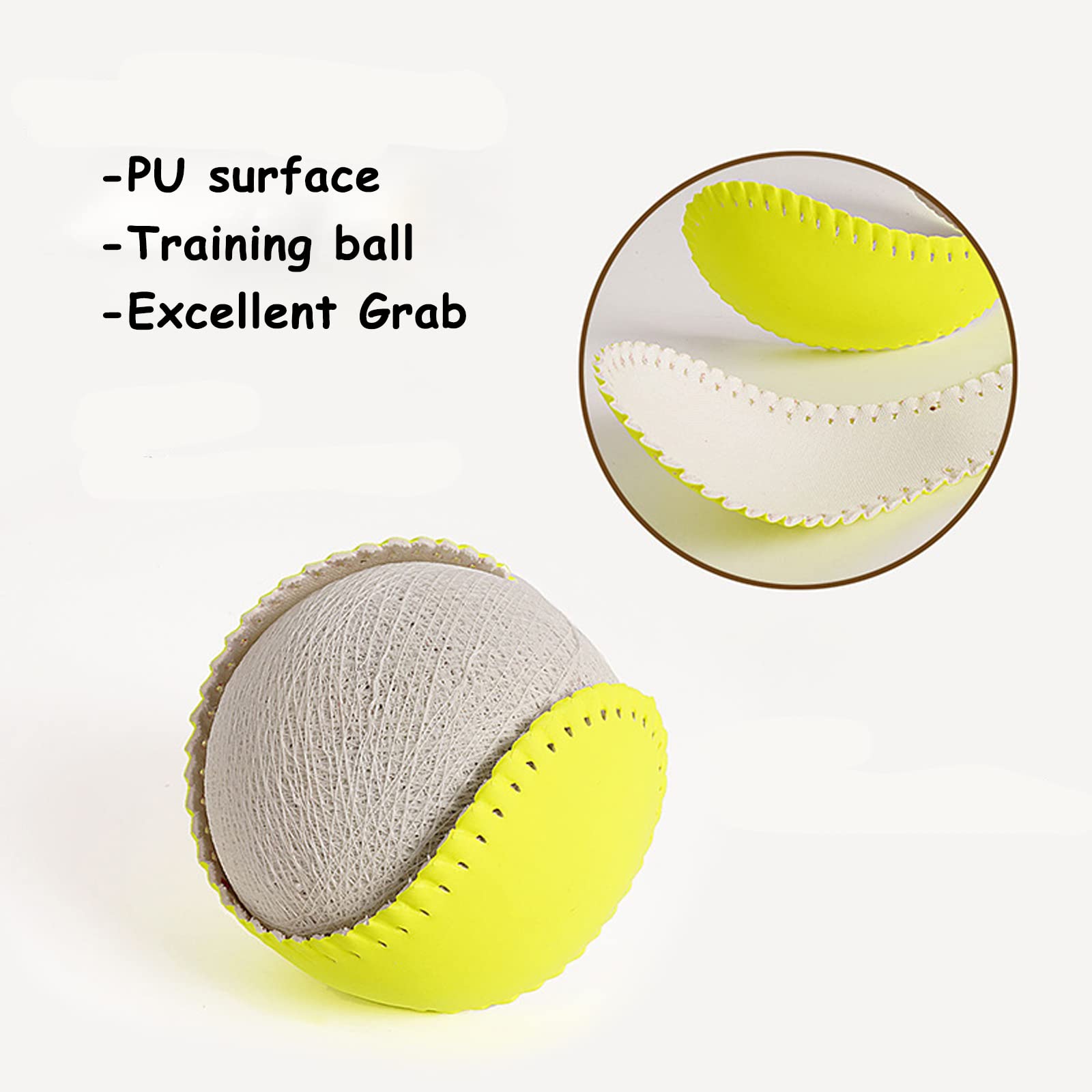 ABAJI Softball 1 Pack Blank Ball PU Surface Cork Core Suitable for Bat Heavy Duty Slowpitch Sports Youth Boy and Girl Practice Training