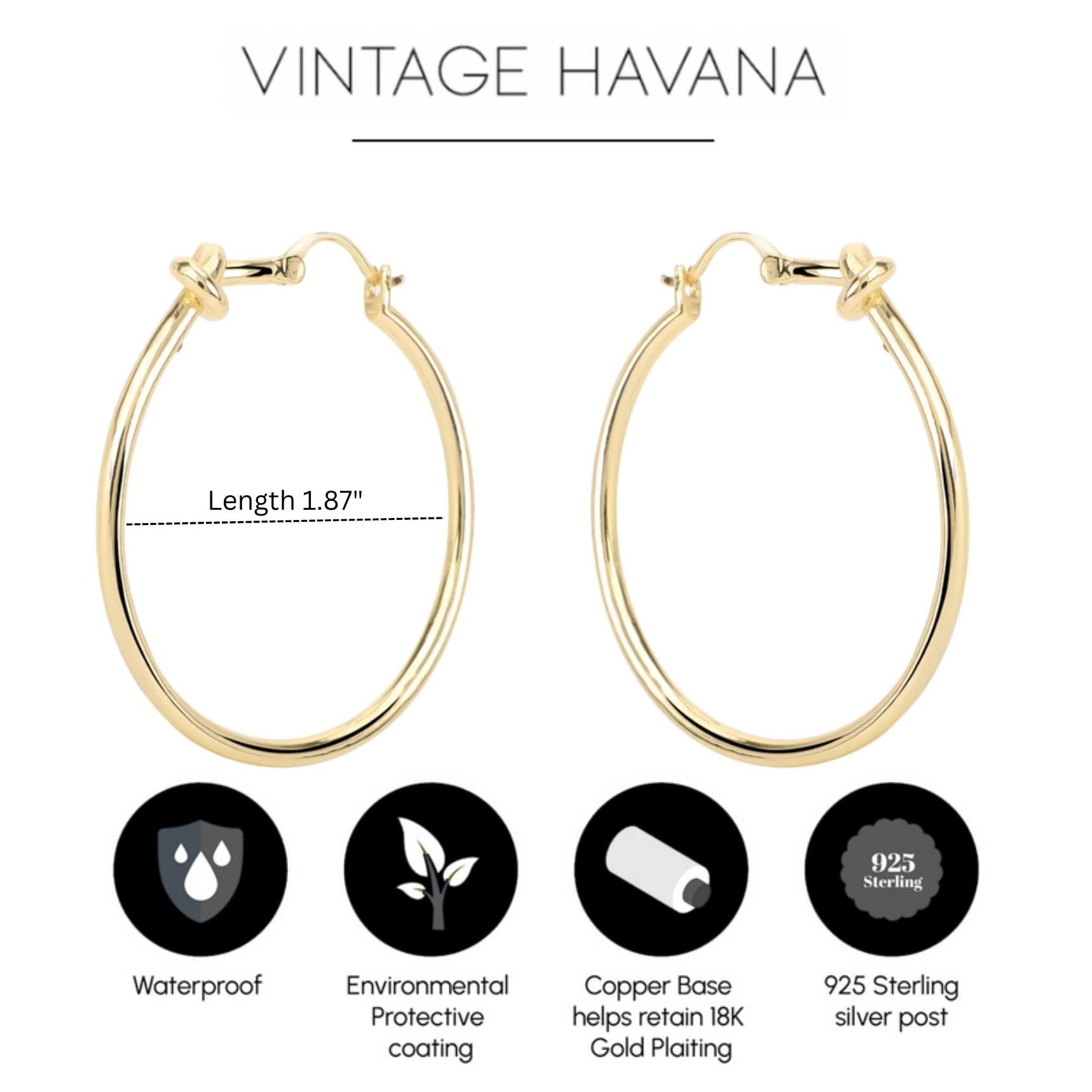 Love Knot Hoop Earrings For Women By Vintage Havana 18K Gold Plated Made With Sterling Silver Post