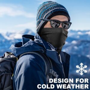 WTACTFUL Winter Neck Gaiter Neck Warmer Half Face Ski Mask Cover Shield Cold Weather Windproof Tube Bandana Balaclava for Running Skiing Hunting Snowboarding Cycling Motorcycle Running All Black 2pcs