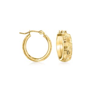 canaria 10kt yellow gold crosshatch hoop earrings