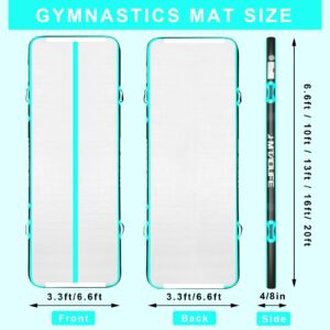 Inflatable Gymnastics Mat Air Tumble Track, Air Track Tumbling Mat 6.6/10/13/16/20ft Tumble Track for Kids, 4/61 inch Thikness Air Track Mat with Pump, Tumble Mat for Gym,Yoga,Training,Cheerleading