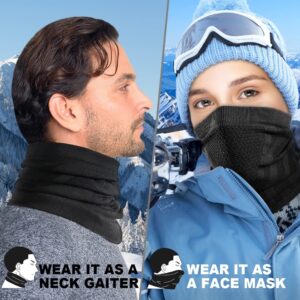 WTACTFUL Winter Neck Gaiter Neck Warmer Half Face Ski Mask Cover Shield Cold Weather Windproof Tube Bandana Balaclava for Running Skiing Hunting Snowboarding Cycling Motorcycle Running All Black 2pcs