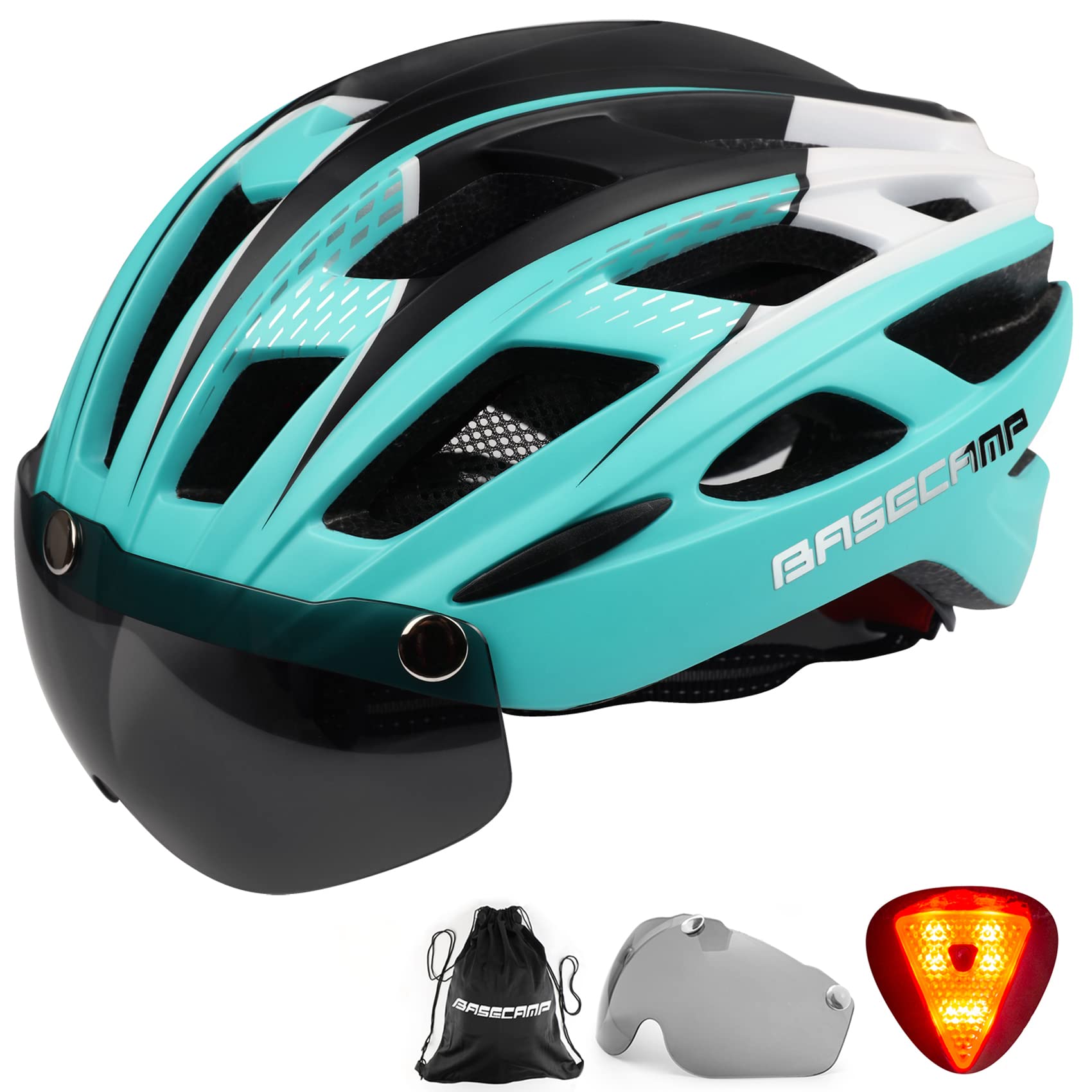 Basecamp Bike Helmet Men Women B10 (Black) + B19 (Light Blue)