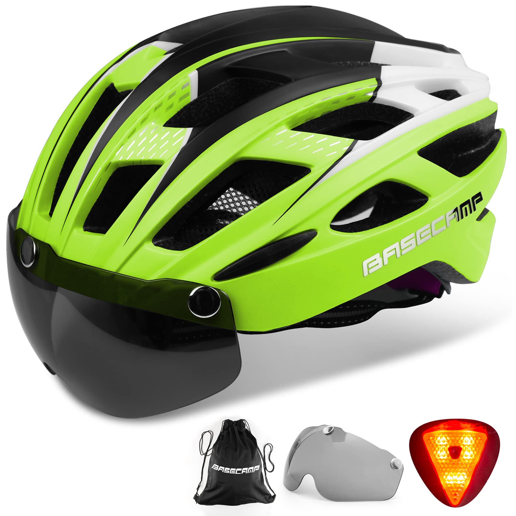 Basecamp Bike Helmet Men Women B10 (Black) + B19 (Green)