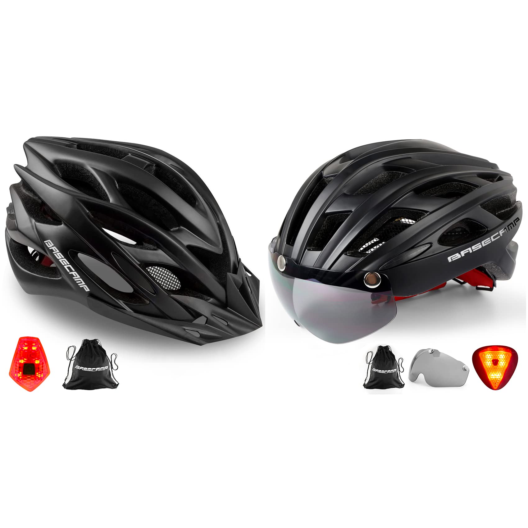 Basecamp Bike Helmet Men Women B10 (Black) + B19 (Black)