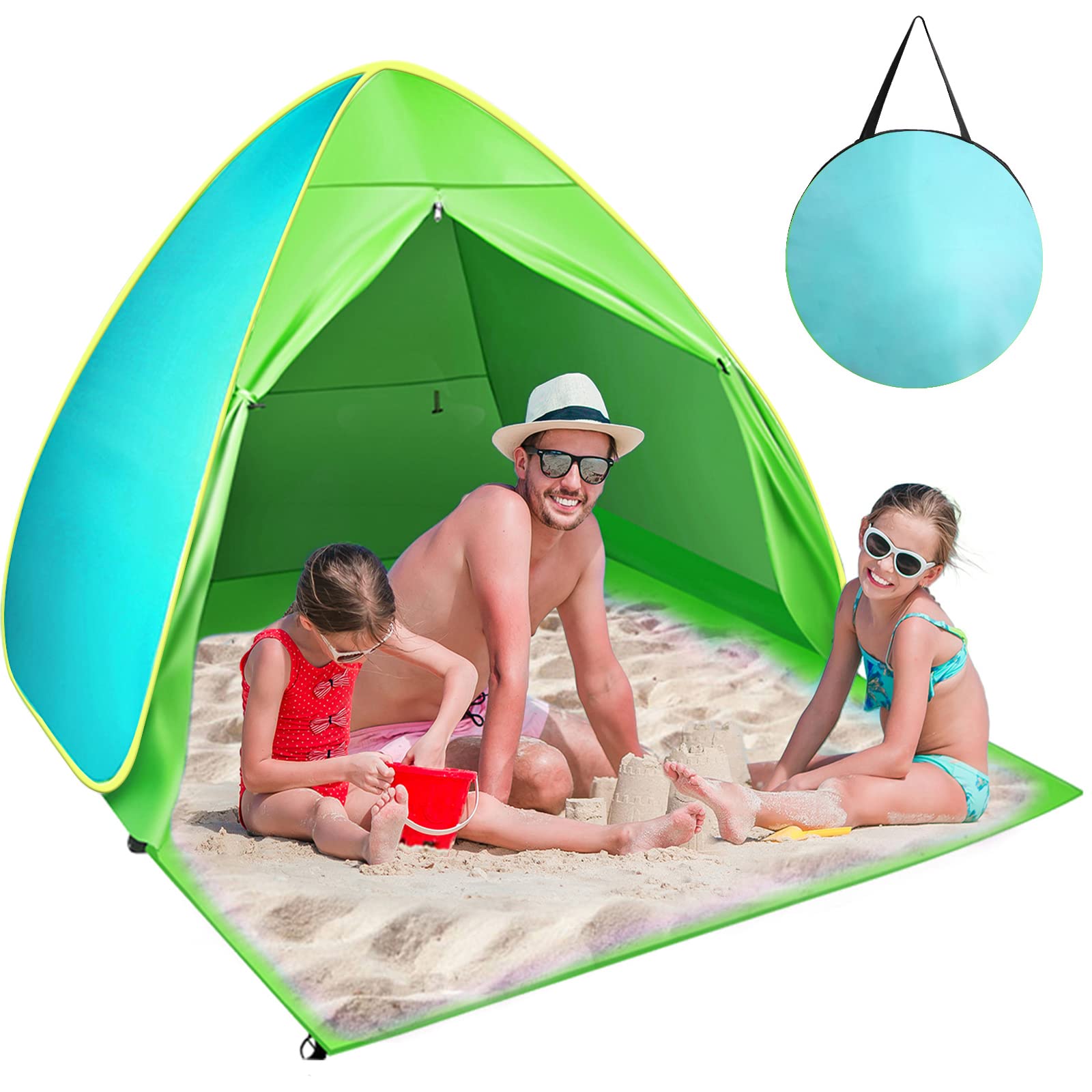 FBSPORT Beach Tent,Portable Pop Up Beach Shade Sun Shelter with UV Protection for 2-3 Person,Camping Beach Tent Instant Umbrella Baby Canopy Cabana