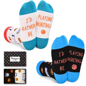 HAPPYPOP Basketball Gifts For Boys Girls Who Love Basketball, Basketball Team Player Gifts, Funny Basketball Socks Kids Boys Girls