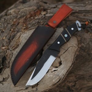 BLACK WOLF KNIVES Hunting Knife High Carbon 1095 Steel G10 handle, sharp and durable edge perfect grip with Leather Sheath – BW-4163