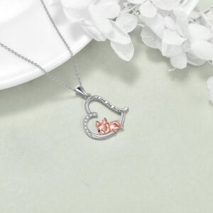 VONALA French Bulldog Necklace 925 Sterling Silver Heart Pendant Dog Jewelry Gifts for Women (French Bulldog)