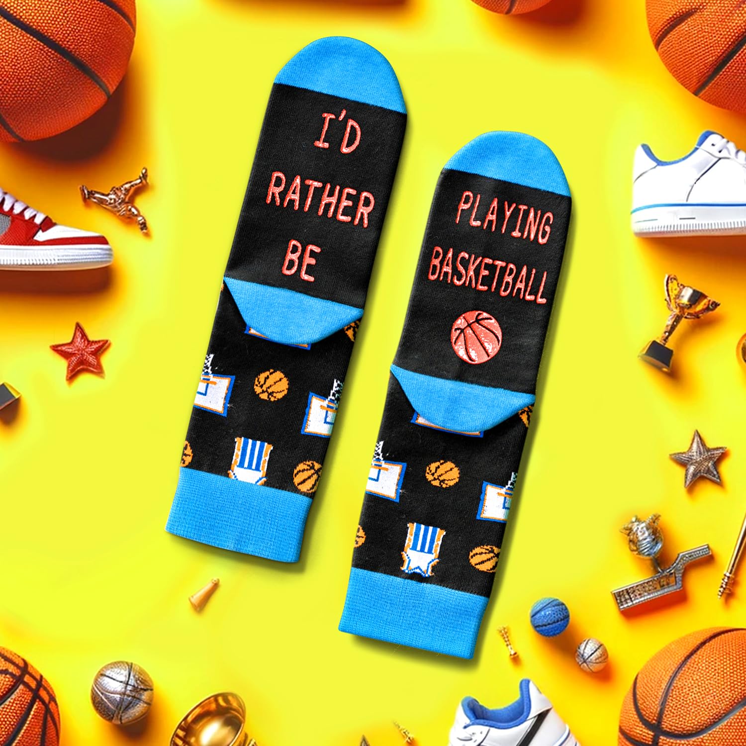 HAPPYPOP Basketball Gifts For Boys Girls Who Love Basketball, Basketball Team Player Gifts, Funny Basketball Socks Kids Boys Girls