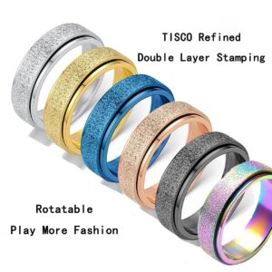 Frostaly Potassium Ion Spinning Ring, Frostaly Potassiumion Spinni Ring, Lymphvity Detox Ring for Women, Rotating Brushed Titanium Steel Rotating Ring (Colorful,12)