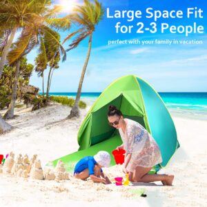 FBSPORT Beach Tent,Portable Pop Up Beach Shade Sun Shelter with UV Protection for 2-3 Person,Camping Beach Tent Instant Umbrella Baby Canopy Cabana