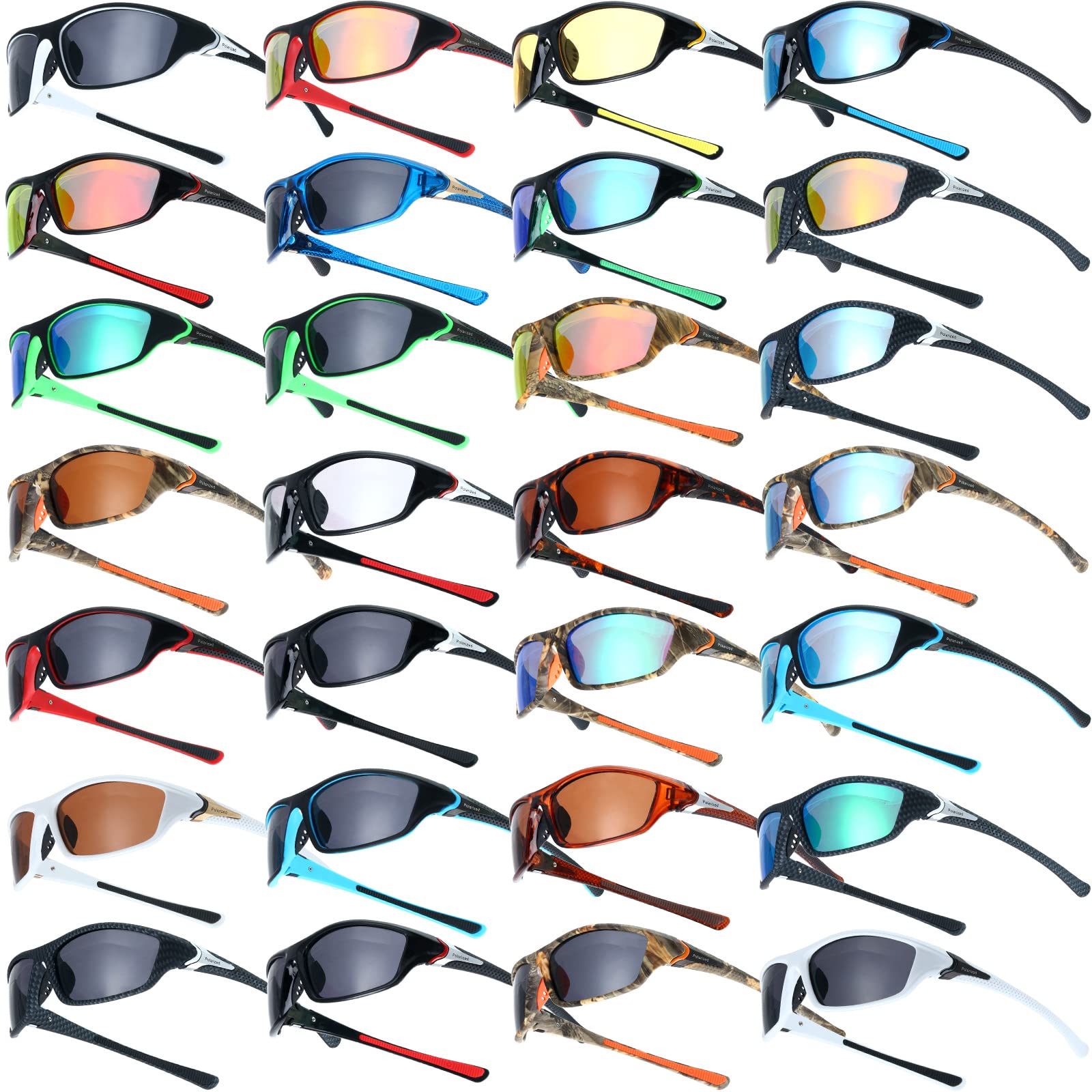 Fabbay 28 Pairs Polarized Sunglasses Bulk for Men and Women Sun Glasses with UV Protection Sport Sunglasses for Outdoor Activities for Running Fishing Biking Cycling Driving