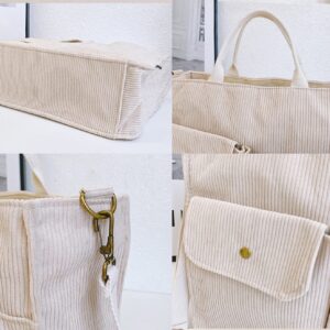 Womens Tote Bag Corduroy Shoulder Bag Handbag Casual Purse Corduroy Large Capacity Hobo Bag Messenger Bag