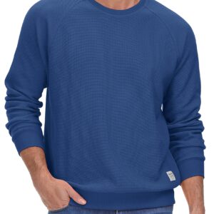 MAGCOMSEN Men's Light Spring Pullover Casual Crewneck Sweatshirts Lightweight Long Sleeve Shirt Blue Grey,L