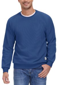 magcomsen men's light spring pullover casual crewneck sweatshirts lightweight long sleeve shirt blue grey,l