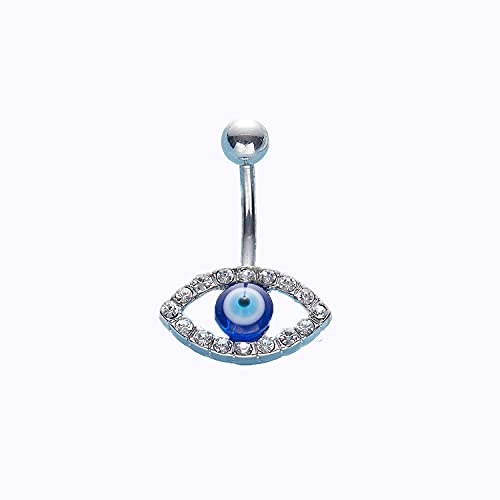 COLORFUL BLING 316L Surgical Steel Cubic Zircon Evil Eye Goth Belly Button Ring Angel Wings Curved Barbells Navel Eyebrow Rings Labret Lip Sexy Piercing Jewelry-simple