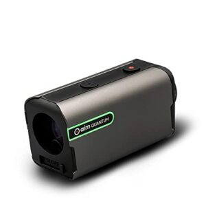 golfbuddy aim quantum golf laser rangefinder, sleek pocket, easy pin finder mode, putting range 2 to 880 yards, accurate & faster measurement, 7x magnification, hard case